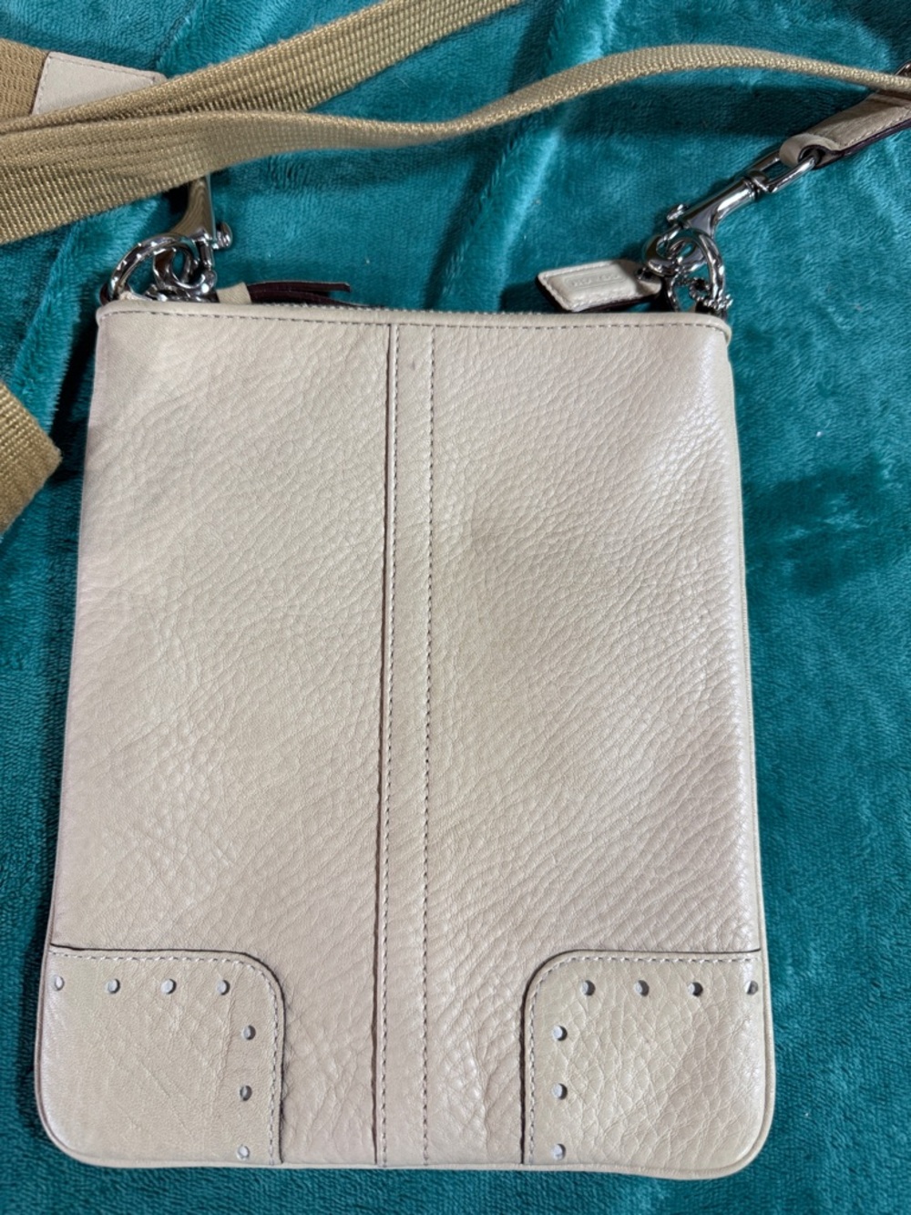Coach Beige Leather Crossbody with Detail